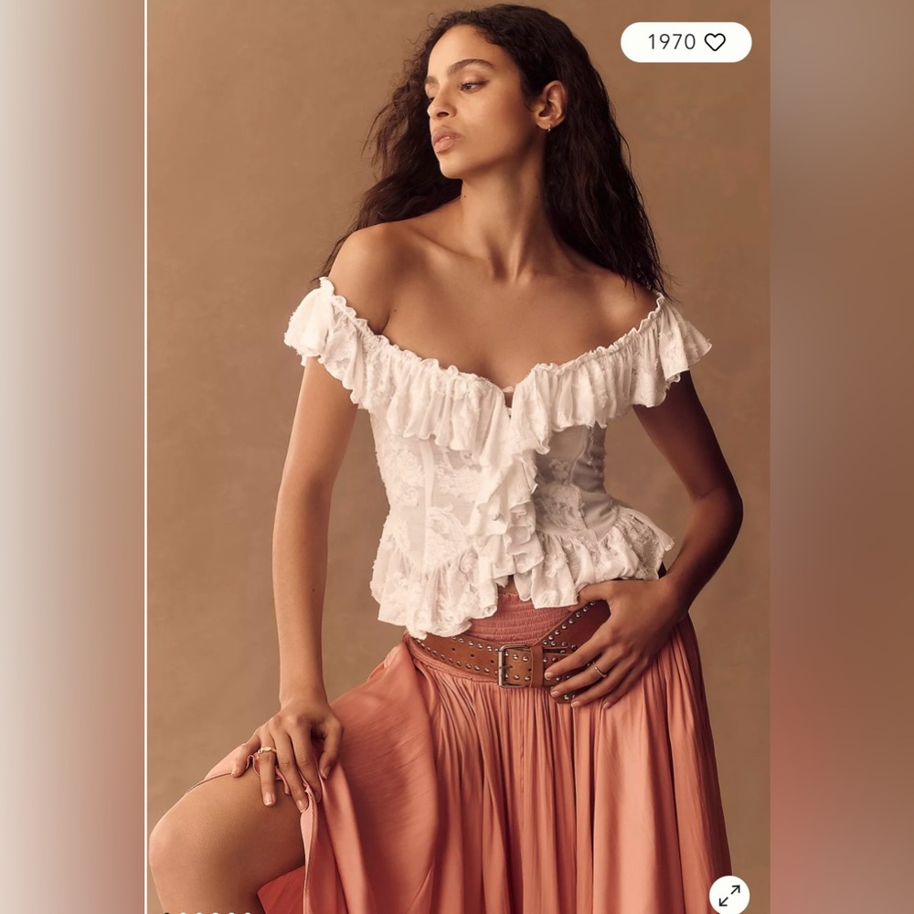 By Anthropologie Off-The-Shoulder Ruffled Top - Size XS